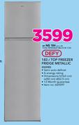 Defy 183Ltr Top Freezer Fridge Metallic D220D