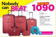 Mainstays 5 Piece Luggage Set Red And Travel Neck Pillow