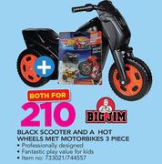 Big Jim Black Scooter And A Hot Wheels Met Motorbikes 3 Piece