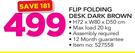 Flip Folding Desk Dark Brown