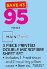 Mainstays 3 Piece Printed Double Microfibre Sheet Set-Per Set