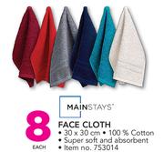 Mainstays Face Cloth-Each