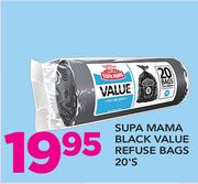 Supa Mama Black Value Refuse Bags-20's
