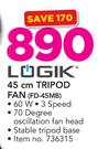 Logik 45cm Tripod Fan FD-45MB