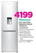 Hisense 299ltr Bottom Freezer Metallic Fridge H299BME-WD