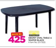 Antracite Ebony Oval Black Table 6 Seater