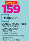 Mainstays Double Microfiber Duvet Cover Damask Grey