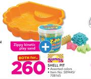 Sunny Shell Pit + Zippy Kinetic Play Sand