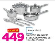 Mainstays 10-Piece Stainless Steel Cookware Set