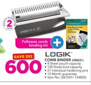 Logik Comb Binder CB0021 + Fellowes Comb Binding Kit
