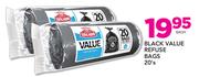 Black Value Refuse Bags-20's Each