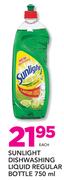 Sunlight Dishwashing Liquid Regular Bottle-750ml Each