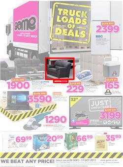Game Zambia : Truck Loads Of Deals (28 Sep - 11 Oct 2017), page 1
