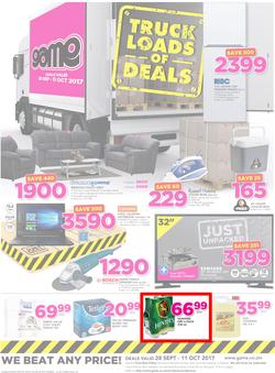 Game Zambia : Truck Loads Of Deals (28 Sep - 11 Oct 2017), page 1