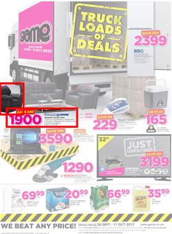 Game Zambia : Truck Loads Of Deals (28 Sep - 11 Oct 2017), page 1