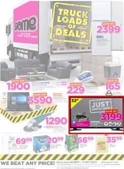 Game Zambia : Truck Loads Of Deals (28 Sep - 11 Oct 2017), page 1