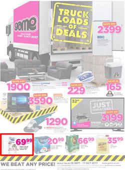 Game Zambia : Truck Loads Of Deals (28 Sep - 11 Oct 2017), page 1