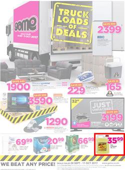 Game Zambia : Truck Loads Of Deals (28 Sep - 11 Oct 2017), page 1