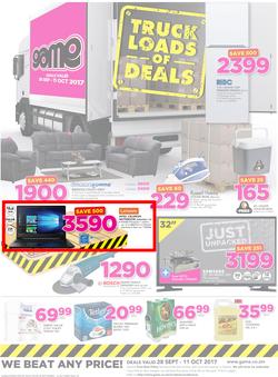 Game Zambia : Truck Loads Of Deals (28 Sep - 11 Oct 2017), page 1
