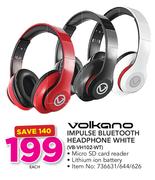 Volkano Impulse Bluetooth Headphone White VB-VH102-WT-Each