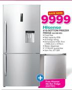 Hisense 610Ltr Bottom Freezer Fridge H610BI-WD With Free 46Ltr Bar Fridge