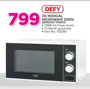 Defy 20Ltr Manual Microwave Oven MDMO367 WM203