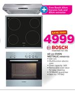 Bosch 60cm Oven Metallic HEN201E2 With Free Bosch 60cm Ceramic Hob & 60cm Extractor