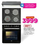 Defy 60cm Oven & Solid Hob DCB006 With Free Defy 60cm Cookerhood & 60cm Extractor