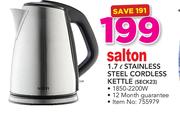 Salton 1.7Ltr Stainless Steel Cordless Kettle SECK23