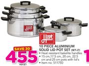 Hart 10 Piece Aluminium Solid Lid Pot Set SET-J7-Per Set
