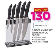 Mainstays 6 Piece Knife Set With Acrylic Block-Per Set