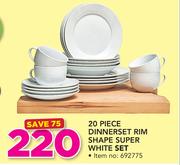 20 Piece Dinnerset Rim Shape Super White Set