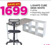 L-Shape Cube Desk White