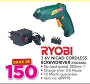 Ryobi 3.6V Nicad Cordless Screwdriver HSD360L