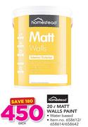 Homestead 20Ltr Matt Walls paint-Each