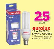 Eurolux 15W Energy Saving Globes-Each