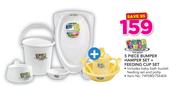 Baby Care 5-Piece Bumper Hamper Set + Feeding Cup Set