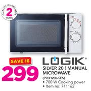 Logik 20Ltr Silver Manual Microwave P70H20L-SES