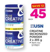 USN Creatine Micronized Powder-2 x 205g Each