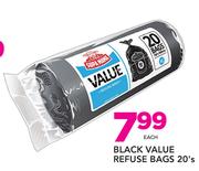 Black Value Refuse Bags-20's Each