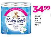 Toilet Rolls 2 Ply White-18's