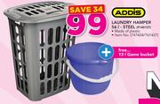 Addis Laundry Hamper 56Ltr Steel With Free 13Ltr Game Bucket