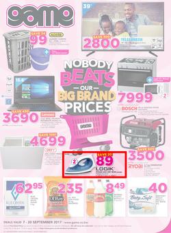 Game Botswana : Nobody Beats Our Big Brand Prices (7 Sep - 20 Sep 2017), page 1