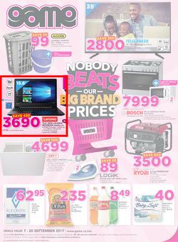 Game Botswana : Nobody Beats Our Big Brand Prices (7 Sep - 20 Sep 2017), page 1