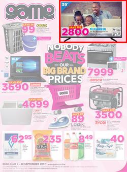 Game Botswana : Nobody Beats Our Big Brand Prices (7 Sep - 20 Sep 2017), page 1