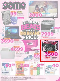 Game Botswana : Nobody Beats Our Big Brand Prices (7 Sep - 20 Sep 2017), page 1