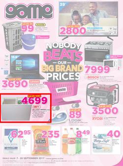 Game Botswana : Nobody Beats Our Big Brand Prices (7 Sep - 20 Sep 2017), page 1