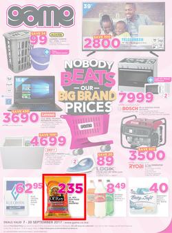 Game Botswana : Nobody Beats Our Big Brand Prices (7 Sep - 20 Sep 2017), page 1