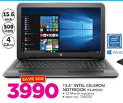 HP 15.6" Intel Celeron Notebook 15-AY032
