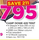 Camp Master Camp Dome 4-Sleeper 420 Tent
